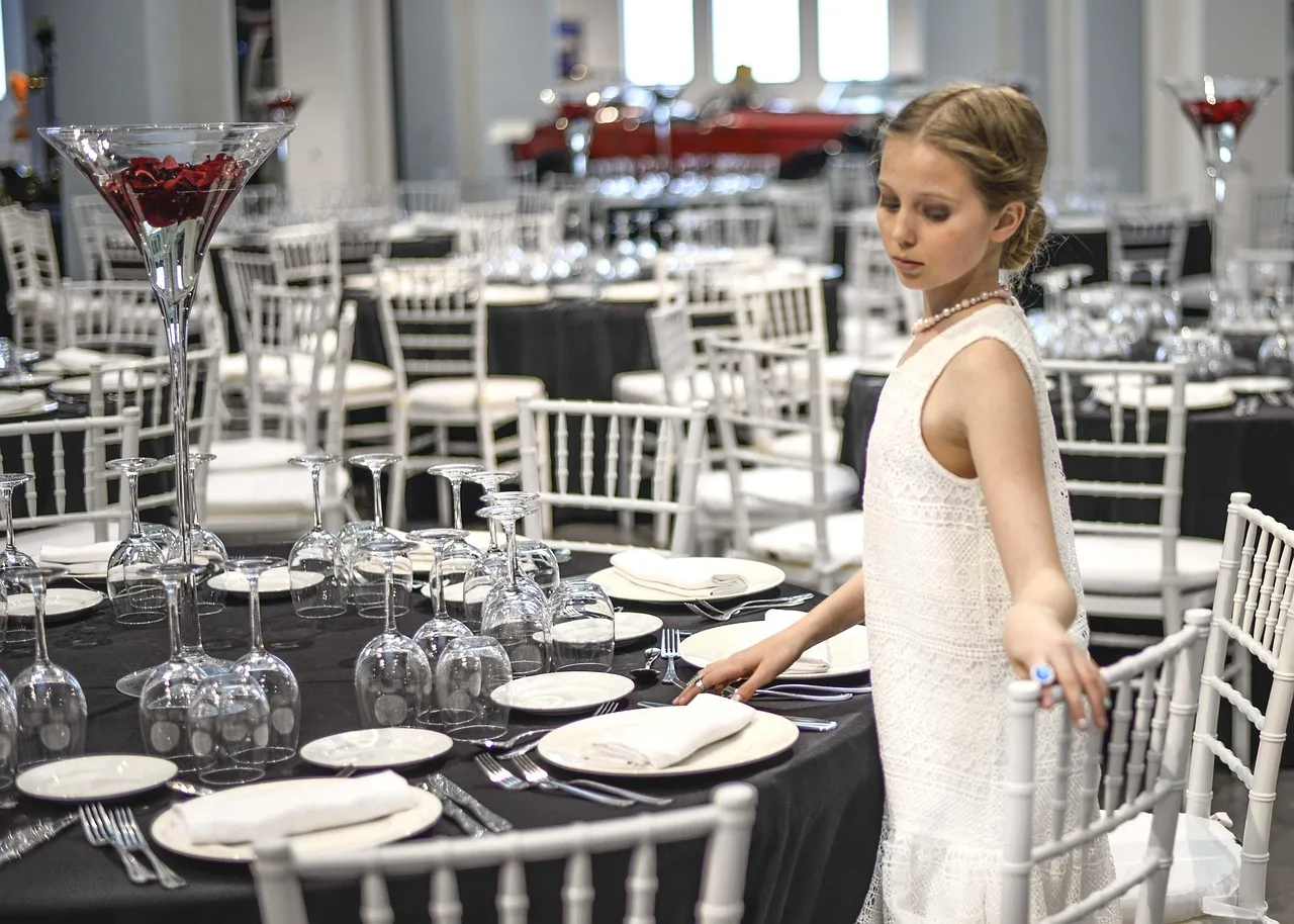 people, adult, indoors, restaurant, woman, service, table, catering, gray restaurant, gray table, gray service, catering, catering, catering, catering, catering. GST/HST on Mandatory Catering Service Charges in Ontario, BC and Alberta